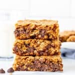 Stack of 3 oatmeal chocolate chip cookie bars