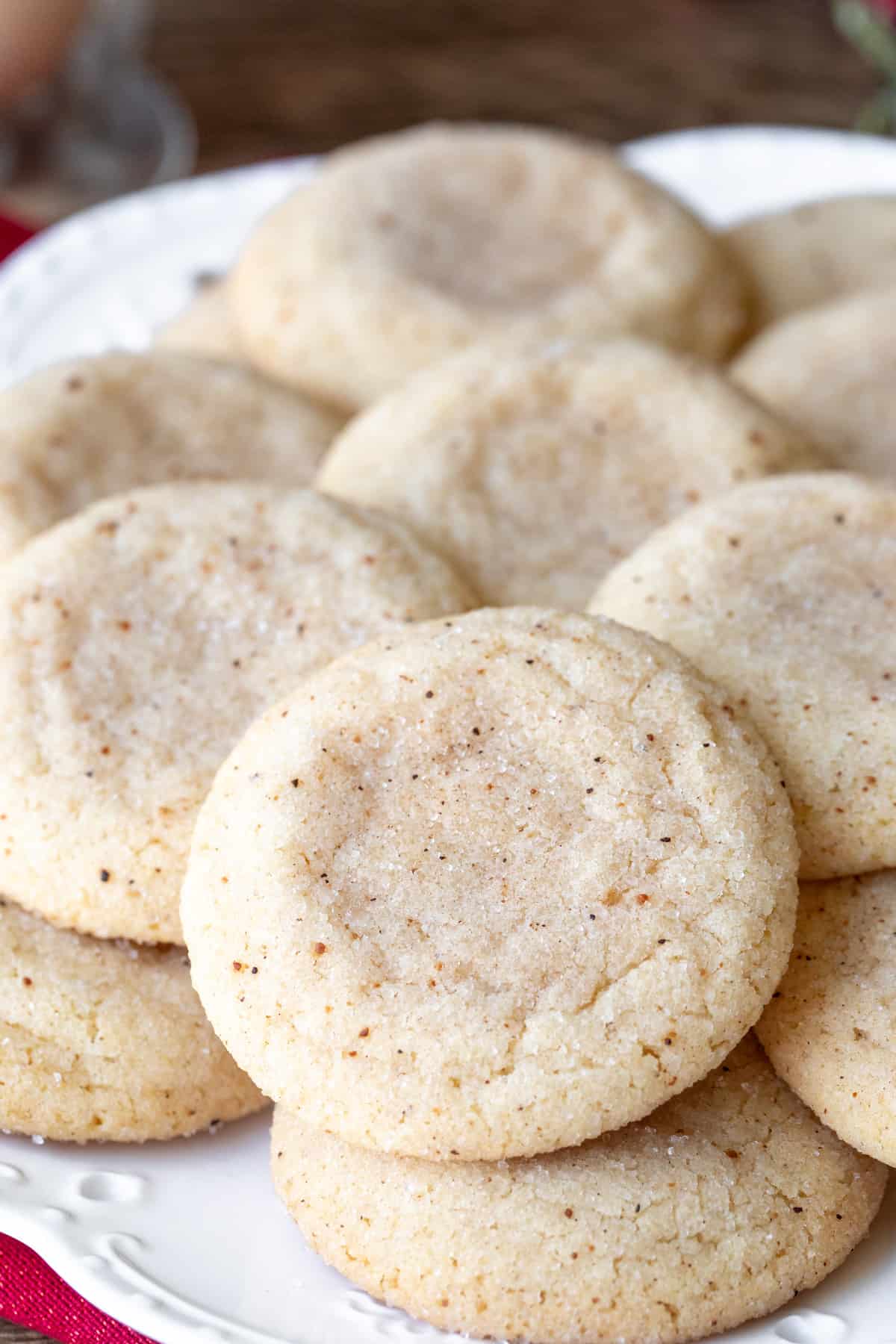 Plate of chewy eggnog snickerdoodles