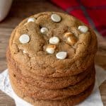 Stack of gingerbread white chocolate chip cookies