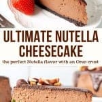 This decadent Nutella cheesecake with an Oreo crust is rich and creamy with the perfect Nutella flavor. It's topped with a Nutella ganache for a truly stunning dessert that will impress any dinner guest. 