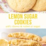 These lemon sugar cookies have a delicious sunshine-y lemon flavor with a chewy texture. They're rolled in sugar to give the cookies a nice crunch around the edges for the perfect sugar cookie texture. These cookies are great for spring or whenever you're craving a buttery, chewy cookie that's simple, elegant and just a little special. #lemon #cookies #lemonsugarcookies #lemoncookies #sugarcookies #spring from Just So Tasty