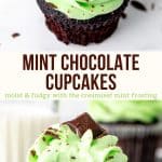 Moist, fudgy, super rich chocolate cupcakes topped with creamy mint buttercream. If you love mint chocolate chip ice cream - you need to make these mint chocolate cupcakes! #mintfrosting #mintchocolate #chocolatecupcakes #mintchip #mintbuttercream from Just So Tasty