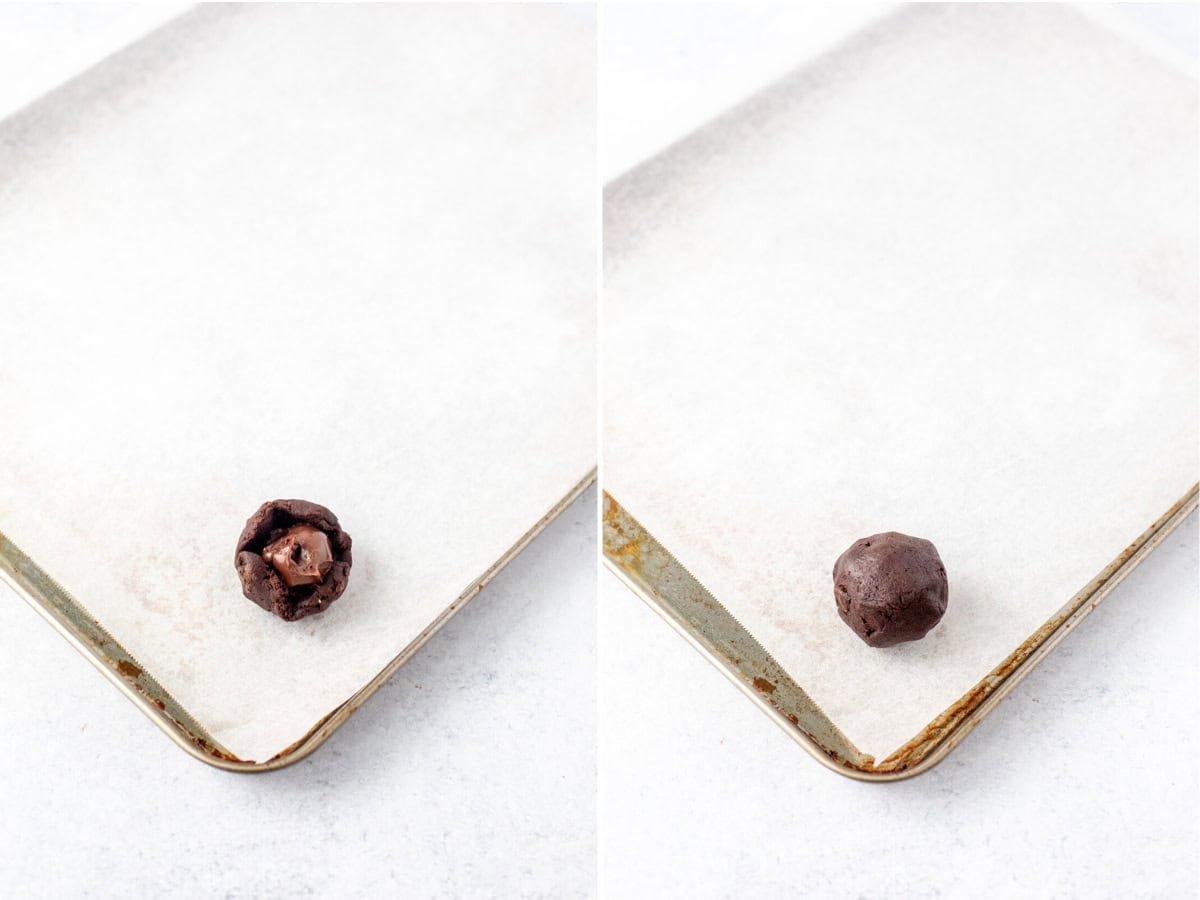 Assembling Nutella Stuffed cookies