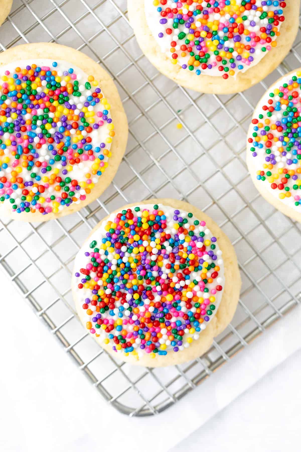 dot cake cookies on a cooling rack