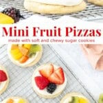 This mini fruit pizzas feature soft, tender sugar cookies topped with whipped cream cheese frosting and fresh fruit. These are so easy to make and always a crowd favorite. Customize them with your favorite fruit - I love fresh berries or a colorful tropical fruit combo!