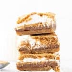 stack of three peanut butter s'mores bars