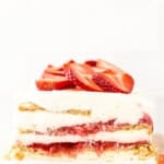 Layered strawberry icebox cake