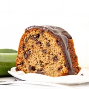 slice of chocolate chip zucchini cake