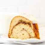 Slice of cinnamon swirl bundt cake