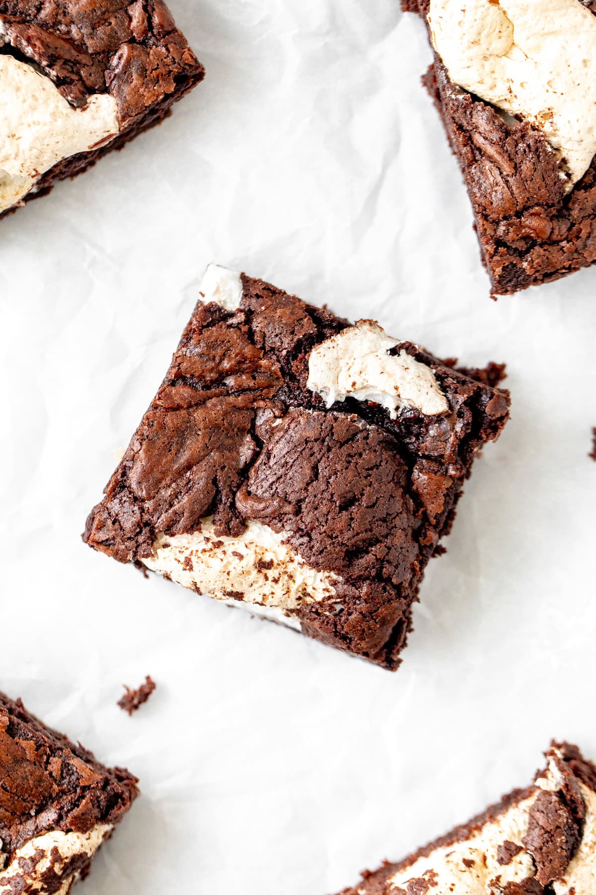 marshmallow brownies, cut into squares