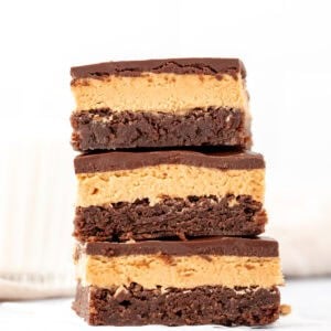Stack of three buckeye brownies