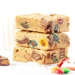 stack of three candy bar blondies