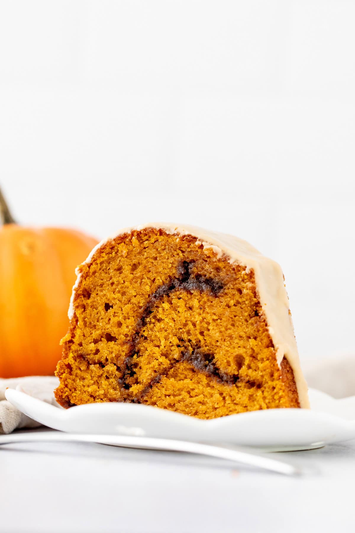 Slice of pumpkin espresso bundt cake