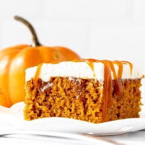 slice of pumpkin poke cake